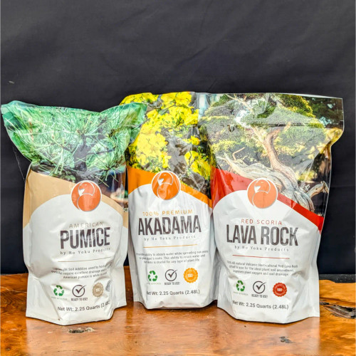 DIY Bonsai Soil Kit – Ho Yoku 3-Pack (Akadama, American Pumice, and Black or Red Lava)