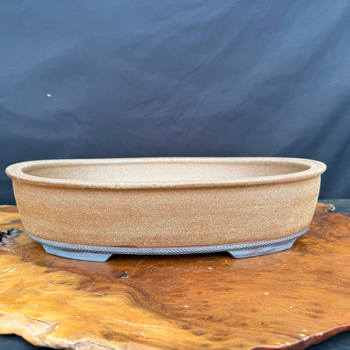 16.75" Oval Light Brown Handmade Jack Hoover Bonsai with Graphite Knurled Band - No. 671