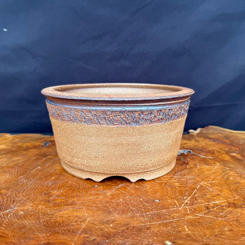 Textured Rim Jack Hoover Bonsai Pot – Sandy Brown Clay – No. 682