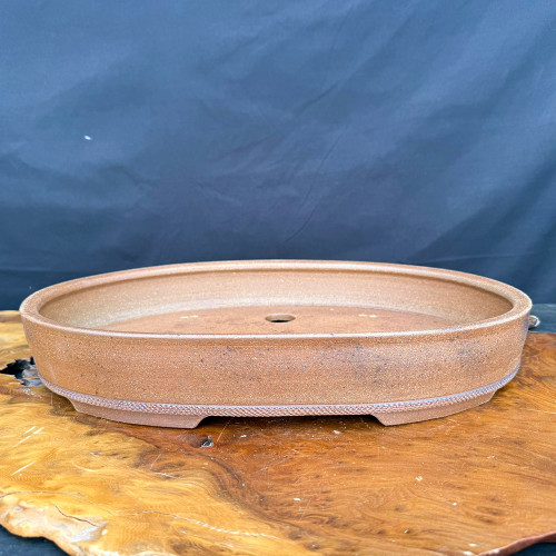 17.5" Oval Unglazed Jack Hoover Bonsai Pot – Reddish-Brown Stoneware – No. 686