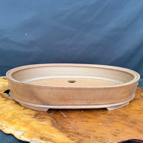 18" Oval Unglazed Jack Hoover Bonsai Pot – Reddish-Brown Stoneware – No. 688