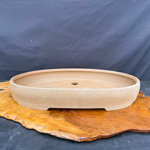 20" Oval Beige Unglazed Jack Hoover Bonsai Pot – Low Profile – No. 690