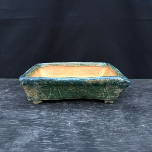 9" John Fazzino Handmade Bonsai Pot – Square with Forest Green Glaze No. JF-027