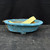 10" Handmade Oval Bonsai Pot by John Fazzino – Textured Turquoise with “Love” Symbol No. JF-036