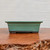 Oribe Glazed Rectangle Bonsai Pot in Light Green