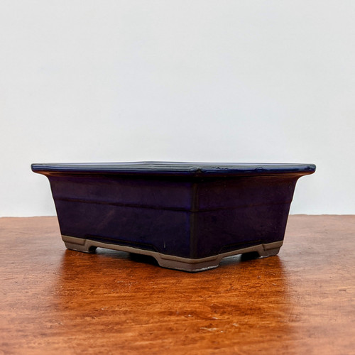 Namako Glazed Rectangle Bonsai Pot (blue)