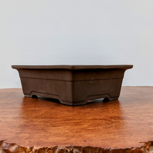 Udei (brown) Unglazed Rectangle Bonsai Pot