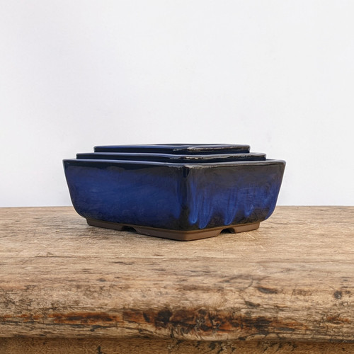 4-6" Namako (blue) Glazed Bonsai Pot