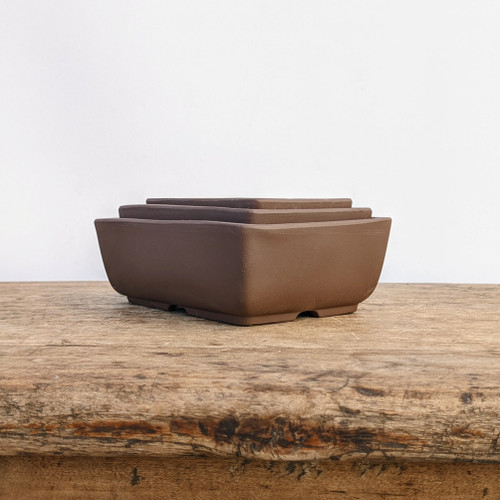 4-6" Udei (brown) Unglazed Bonsai Pot